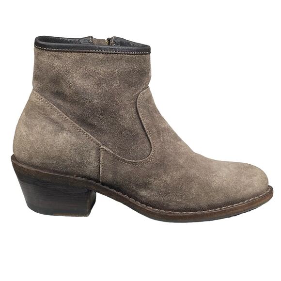 Florentini + Baker Women’s Brown Suede Side Zip Ankle Boot Size 38 US 8